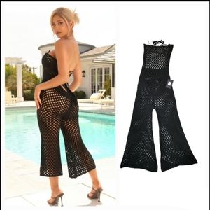 NEW Fashion Nova Off To Cabo Crochet Coverup Jumpsuit Size S